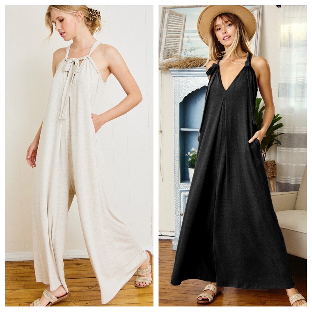 Fabulous Boho Chic Tie Shoulder wide leg jumpsuit - Picture 4 of 10